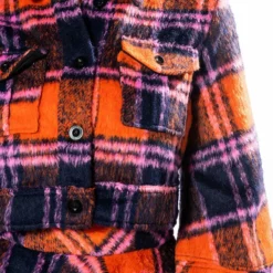 HOW DEEP IS YOUR LOVE FUZZY CROP SHACKET -AZALEA WANG Shop how deep is your love fuzzy crop shacket orange multi 7 7