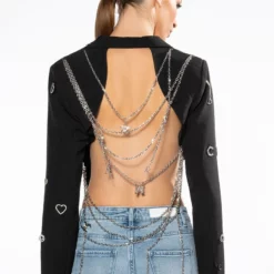 I PUT A SPELL ON YOU OPEN BACK CHARM BLAZER -AZALEA WANG Shop i put a spell on you open back charm blazer black 10 10 c1 c1 c1 c1