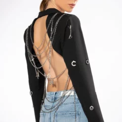 I PUT A SPELL ON YOU OPEN BACK CHARM BLAZER -AZALEA WANG Shop i put a spell on you open back charm blazer black 3 3 c1 c1 c1 c1 c1