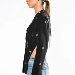 I PUT A SPELL ON YOU OPEN BACK CHARM BLAZER -AZALEA WANG Shop i put a spell on you open back charm blazer black 9 9 c1 c1 c1 c1 c1