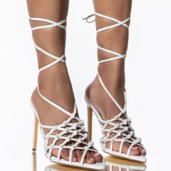 IT'S ABOUT DAMN TIME STILETTO SANDAL IN WHITE -AZALEA WANG Shop its about damn time stiletto sandal in white white 1 1 c1