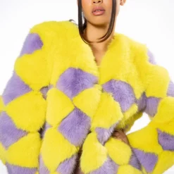 JAYLEY BRAND FAUX FUR JESTER JACKET -AZALEA WANG Shop jayley brand faux fur jester jacket multi 2 2