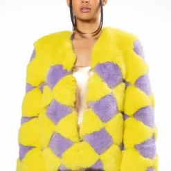 JAYLEY BRAND FAUX FUR JESTER JACKET -AZALEA WANG Shop jayley brand faux fur jester jacket multi 4 4