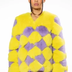 JAYLEY BRAND FAUX FUR JESTER JACKET -AZALEA WANG Shop jayley brand faux fur jester jacket multi 5 5