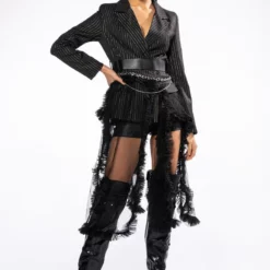 JUMP IN LINE TULLE EMBELLISHED BLAZER 15 JUMP IN LINE TULLE EMBELLISHED BLAZER -AZALEA WANG Shop jump in line tulle embellished blazer black 3 3 c1 c1