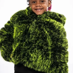 KIDS LUXE 3D FAUX FUR JACKET -AZALEA WANG Shop kids luxe 3d faux fur jacket green 1 1