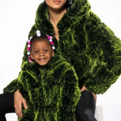 KIDS LUXE 3D FAUX FUR JACKET -AZALEA WANG Shop kids luxe 3d faux fur jacket green 6 6