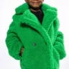 KIDS WEAR YOUR GREENS LUXE WOOLISH TEDDY TRENCH -AZALEA WANG Shop kids wear your greens luxe woolish teddy trench green 1 1