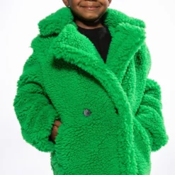 KIDS WEAR YOUR GREENS LUXE WOOLISH TEDDY TRENCH