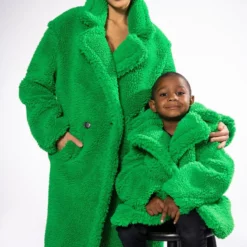 KIDS WEAR YOUR GREENS LUXE WOOLISH TEDDY TRENCH -AZALEA WANG Shop kids wear your greens luxe woolish teddy trench green 4 4