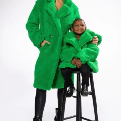 KIDS WEAR YOUR GREENS LUXE WOOLISH TEDDY TRENCH -AZALEA WANG Shop kids wear your greens luxe woolish teddy trench green 6 6