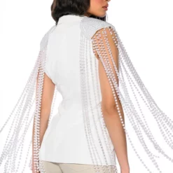 LA MODA PEARL SHOULDER PAD BLAZER -AZALEA WANG Shop la moda pearl shoulder pad blazer white 3 3 c1