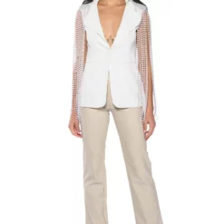 LA MODA PEARL SHOULDER PAD BLAZER -AZALEA WANG Shop la moda pearl shoulder pad blazer white 4 4 c1