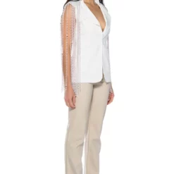 LA MODA PEARL SHOULDER PAD BLAZER -AZALEA WANG Shop la moda pearl shoulder pad blazer white 5 5 c1