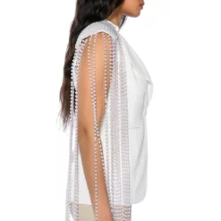 LA MODA PEARL SHOULDER PAD BLAZER -AZALEA WANG Shop la moda pearl shoulder pad blazer white 6 6 c1