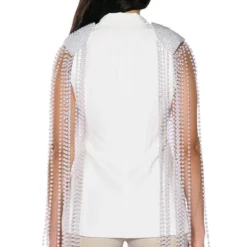 LA MODA PEARL SHOULDER PAD BLAZER -AZALEA WANG Shop la moda pearl shoulder pad blazer white 7 7 c1