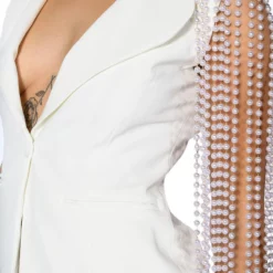 LA MODA PEARL SHOULDER PAD BLAZER -AZALEA WANG Shop la moda pearl shoulder pad blazer white 8 8 c1