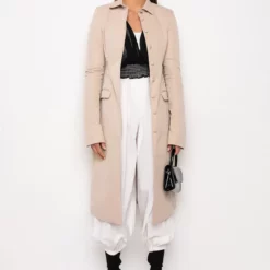 LAYERED LEGION TRENCH COAT -AZALEA WANG Shop layered legion trench coat beige 4 4