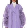 LOTUS FLOWER BOMB RUCHED ARM SCUBA BLAZER -AZALEA WANG Shop lotus flower bomb ruched arm scuba blazer light purple 1 1