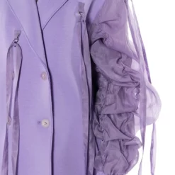LOTUS FLOWER BOMB RUCHED ARM SCUBA BLAZER -AZALEA WANG Shop lotus flower bomb ruched arm scuba blazer light purple 8 8