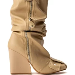 LUXE IN LOVE KNEE HIGH CHUNKY BOOT IN NUDE -AZALEA WANG Shop luxe in love knee high chunky boot in nude nude 4 4