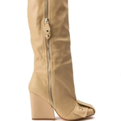 LUXE IN LOVE KNEE HIGH CHUNKY BOOT IN NUDE -AZALEA WANG Shop luxe in love knee high chunky boot in nude nude 5 5