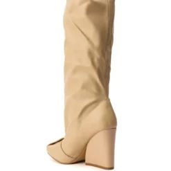 LUXE IN LOVE KNEE HIGH CHUNKY BOOT IN NUDE -AZALEA WANG Shop luxe in love knee high chunky boot in nude nude 7 7