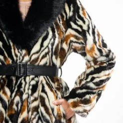 LUXE ZEBRA FAUX FUR COAT -AZALEA WANG Shop luxe zebra fur multi 10 10