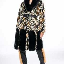 LUXE ZEBRA FAUX FUR COAT -AZALEA WANG Shop luxe zebra fur multi 11 11