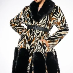 AZALEA WANG Shop 29 LUXE ZEBRA FAUX FUR COAT