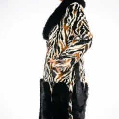LUXE ZEBRA FAUX FUR COAT -AZALEA WANG Shop luxe zebra fur multi 3 3