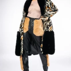 LUXE ZEBRA FAUX FUR COAT -AZALEA WANG Shop luxe zebra fur multi 5 5