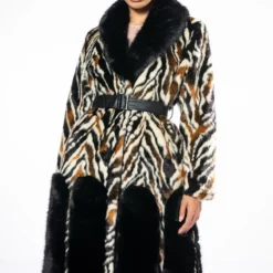 LUXE ZEBRA FAUX FUR COAT -AZALEA WANG Shop luxe zebra fur multi 6 6