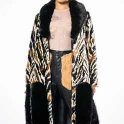 LUXE ZEBRA FAUX FUR COAT -AZALEA WANG Shop luxe zebra fur multi 7 7