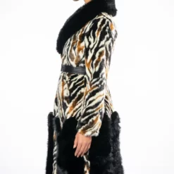 LUXE ZEBRA FAUX FUR COAT -AZALEA WANG Shop luxe zebra fur multi 8 8