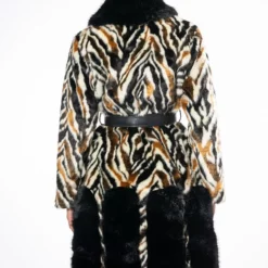 LUXE ZEBRA FAUX FUR COAT -AZALEA WANG Shop luxe zebra fur multi 9 9