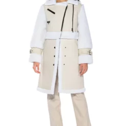 MACKY BREAK APART TEDDY PLEATHER TRENCH 24 MACKY BREAK APART TEDDY PLEATHER TRENCH -AZALEA WANG Shop macky break apart teddy pleather trench ivory 1 1