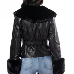 MADDIE Y2K BLACK FUR TRIM BLAZER 13 MADDIE Y2K BLACK FUR TRIM BLAZER -AZALEA WANG Shop maddie y2k black fur trim blazer black 5 5