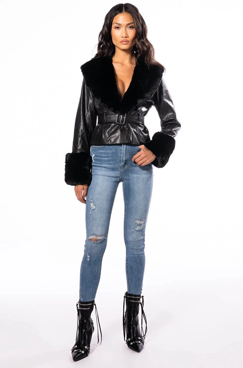 MADDIE Y2K BLACK FUR TRIM BLAZER 9 MADDIE Y2K BLACK FUR TRIM BLAZER - Image 7