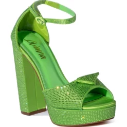 MADE FOR THIS EMBELLISHED CHUNKY HEEL SANDAL IN GREEN -AZALEA WANG Shop made for this embellished chunky heel sandal in green green 3 3