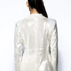 MAIN CHARACTER SEQUIN BLAZER AND SUIT PANT SET -AZALEA WANG Shop main character sequin blazer and suit pant set white 8 8