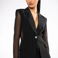 MESH BODICE AND SLEEVE BLAZER