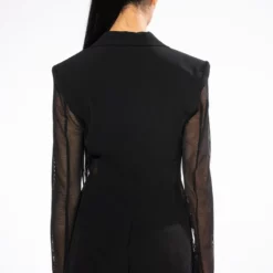 MESH BODICE AND SLEEVE BLAZER -AZALEA WANG Shop mesh bodice and sleeve blazer black 7 7