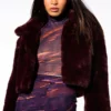 MI AMOR PLUSH FAUX FUR JACKET -AZALEA WANG Shop mi amor plush faux fur jacket burgundy 1 1