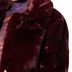 MI AMOR PLUSH FAUX FUR JACKET -AZALEA WANG Shop mi amor plush faux fur jacket burgundy 6 6