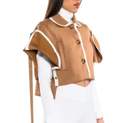 MILES BOXY SCUBA JACKET WITH ADJUSTABLE SLEEVES -AZALEA WANG Shop miles boxy scuba jacket with adjustable sleeves brown 2 2 c1