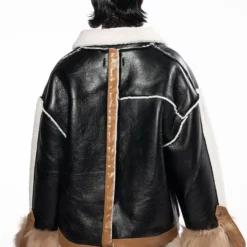 MIXED MEDIA BOXY SHERPA COAT -AZALEA WANG Shop mixed media boxy jacket coat brown multi 6 6