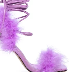 MOJITO MAMI FEATHER STRAPPY SANDAL IN PURPLE -AZALEA WANG Shop mojito mami feather strappy sandal in purple purple 6 6