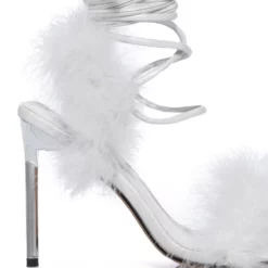 MOJITO MAMI FEATHER STRAPPY SANDAL IN WHITE -AZALEA WANG Shop mojito mami feather strappy sandal in white white 6 6