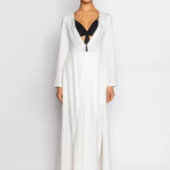 MOON RIVER LONG SLEEVE TRENCH BLAZER -AZALEA WANG Shop moon river long sleeve trench blazer white 4 4